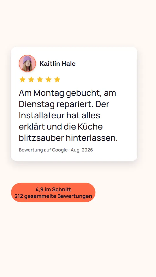 Review Card in German: the review, Bewertung auf Google and 4,9 im Schnitt, 212 gesammelte Bewertungen