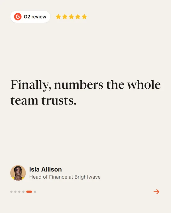 Carousel slide 5: Isla Allison's testimonial