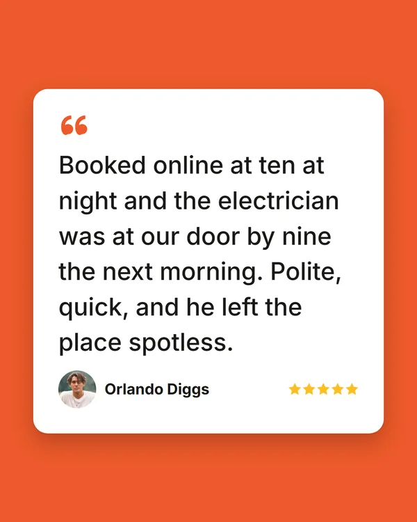 Floating Card (Brand colour): an image of Orlando Diggs's testimonial