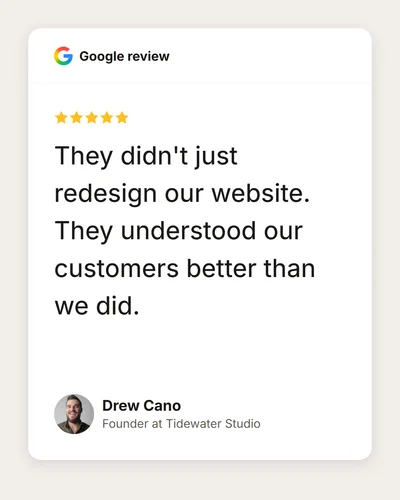 Review Card made for Drew Cano's testimonial