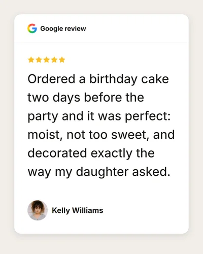 Review Card made for Kelly Williams's testimonial