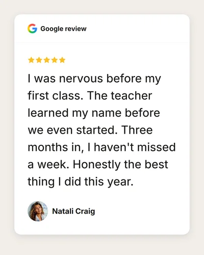 Review Card made for Natali Craig's testimonial