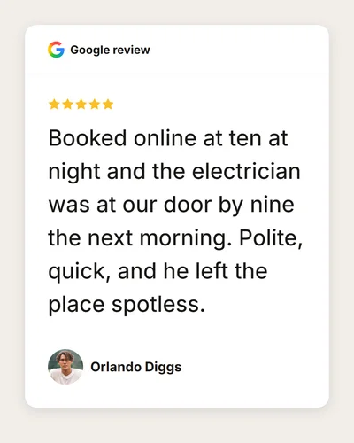 Review Card made for Orlando Diggs's testimonial