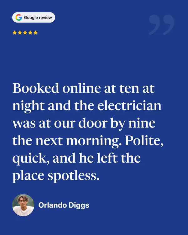 Spotlight in Spark & Wire's brand colours, with Orlando Diggs's testimonial