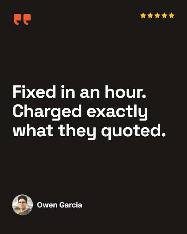 Statement (Dark): an image of Owen Garcia's testimonial